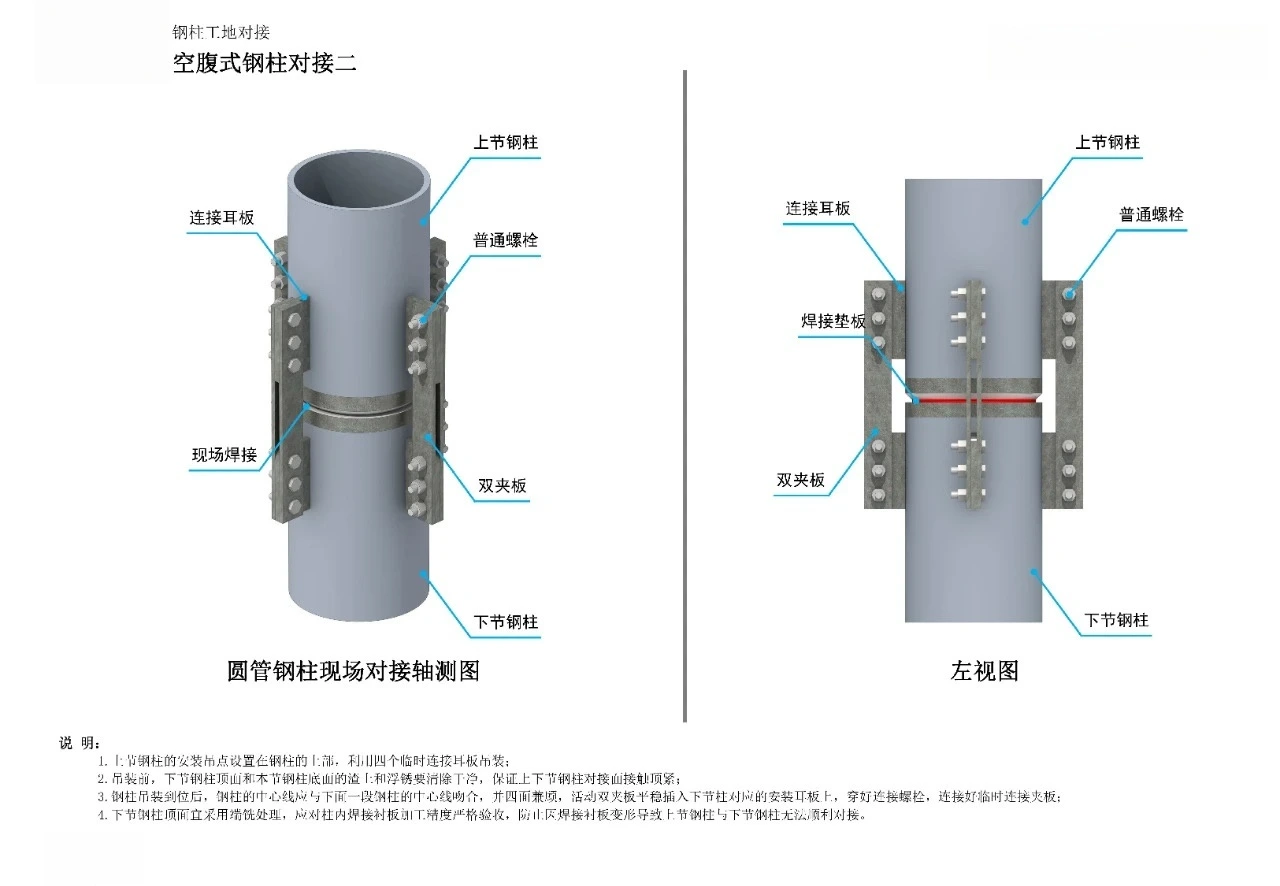 Hollow steel column butt joint 2